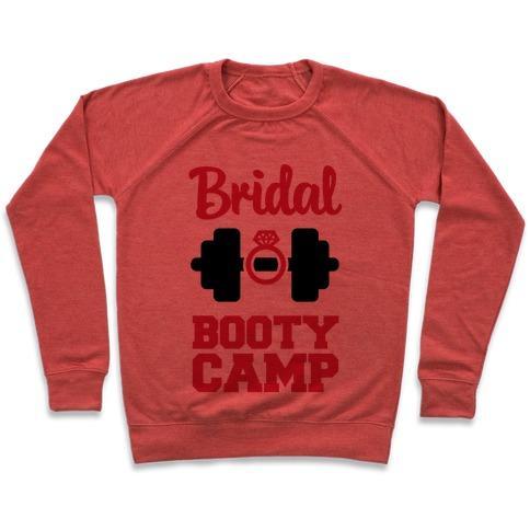 Virgin Teez  Pullover Crewneck Sweatshirt / x-small / Heathered Red BRIDAL BOOTY CAMP CREWNECK SWEATSHIRT