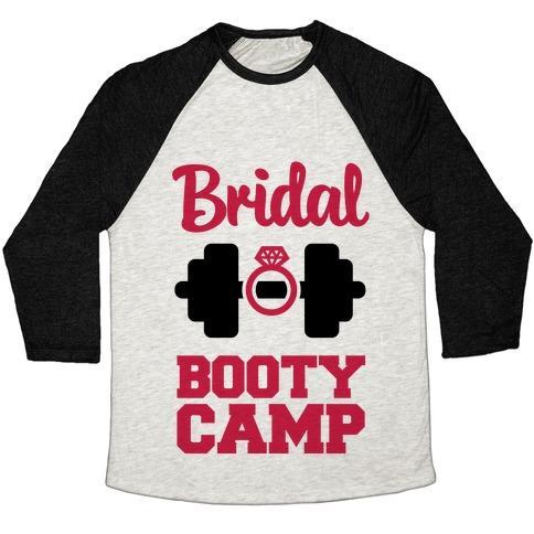 Virgin Teez  Baseball Tee Unisex Tri-Blend Baseball Tee / small / Oatmeal / Black BRIDAL BOOTY CAMP UNISEX TRI-BLEND BASEBALL TEE