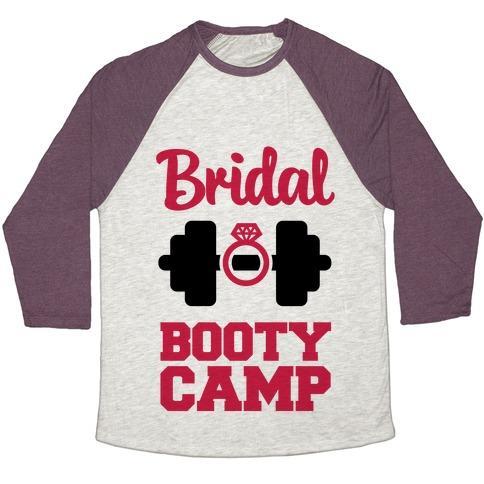 Virgin Teez  Baseball Tee Unisex Tri-Blend Baseball Tee / small / Oatmeal / Maroon BRIDAL BOOTY CAMP UNISEX TRI-BLEND BASEBALL TEE