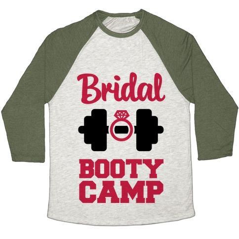 Virgin Teez  Baseball Tee Unisex Tri-Blend Baseball Tee / small / Oatmeal / Moss BRIDAL BOOTY CAMP UNISEX TRI-BLEND BASEBALL TEE