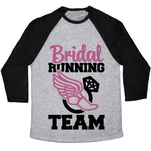 Virgin Teez  Baseball Tee Unisex Tri-Blend Baseball Tee / small / Athletic Gray / Black BRIDAL RUNNING TEAM UNISEX TRI-BLEND BASEBALL TEE
