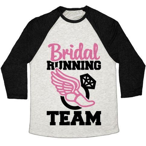 Virgin Teez  Baseball Tee Unisex Tri-Blend Baseball Tee / small / Oatmeal / Black BRIDAL RUNNING TEAM UNISEX TRI-BLEND BASEBALL TEE