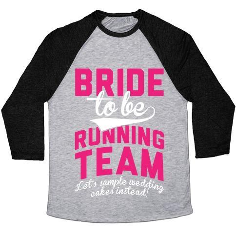 Virgin Teez  Baseball Tee Unisex Tri-Blend Baseball Tee / small / Athletic Gray / Black BRIDE-TO-BE RUNNING TEAM UNISEX TRI-BLEND BASEBALL TEE