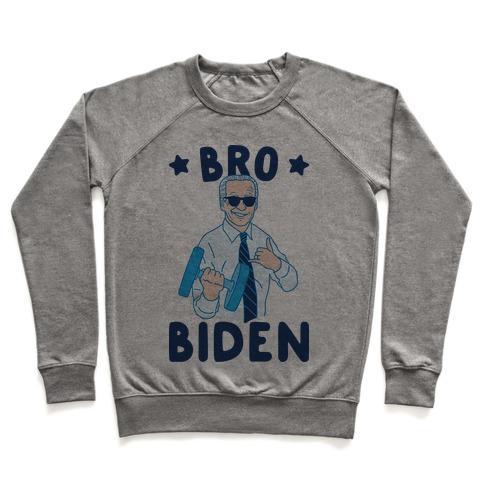 Virgin Teez  Pullover Crewneck Sweatshirt / x-small / Heathered Gray BRO BIDEN CREWNECK SWEATSHIRT