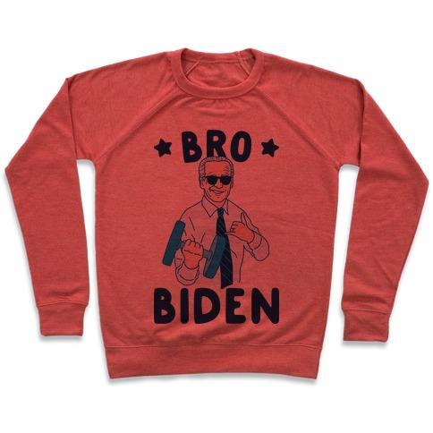 Virgin Teez  Pullover Crewneck Sweatshirt / x-small / Heathered Red BRO BIDEN CREWNECK SWEATSHIRT