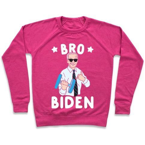 Virgin Teez  Pullover Crewneck Sweatshirt / x-small / Deep Pink BRO BIDEN CREWNECK SWEATSHIRT