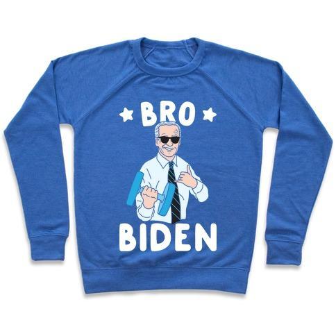 Virgin Teez  Pullover Crewneck Sweatshirt / x-small / Heathered Blue BRO BIDEN CREWNECK SWEATSHIRT