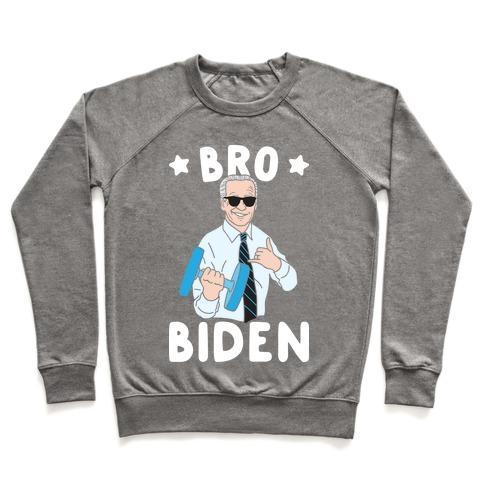 Virgin Teez  Pullover Crewneck Sweatshirt / x-small / Heathered Gray BRO BIDEN CREWNECK SWEATSHIRT