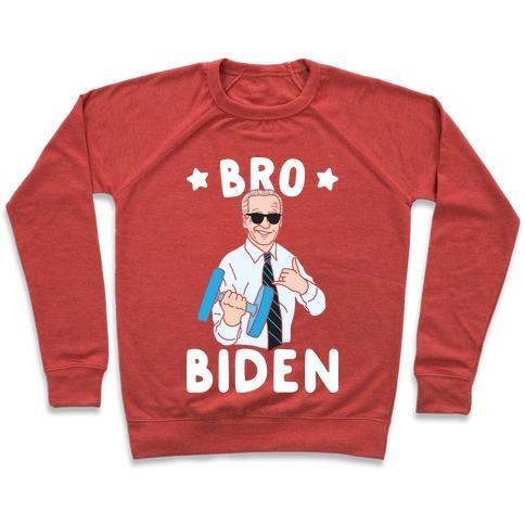 Virgin Teez  Pullover Crewneck Sweatshirt / x-small / Heathered Red BRO BIDEN CREWNECK SWEATSHIRT
