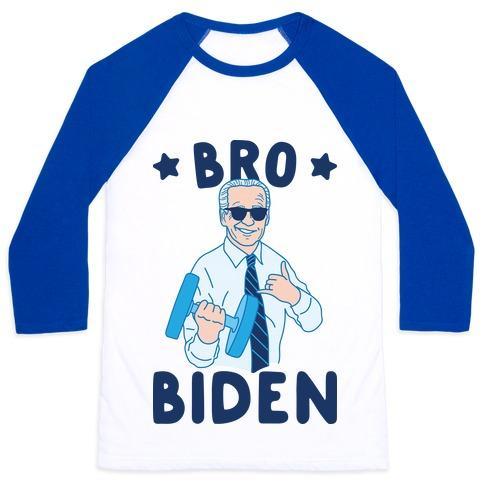 Virgin Teez  Baseball Tee Unisex Classic Baseball Tee / x-small / White/Blue BRO BIDEN UNISEX CLASSIC BASEBALL TEE