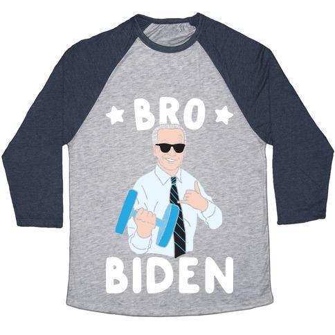 Virgin Teez  Baseball Tee Unisex Tri-Blend Baseball Tee / small / Athletic Gray / Navy BRO BIDEN UNISEX TRI-BLEND BASEBALL TEE