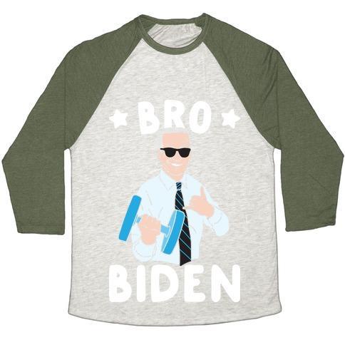 Virgin Teez  Baseball Tee Unisex Tri-Blend Baseball Tee / small / Oatmeal / Moss BRO BIDEN UNISEX TRI-BLEND BASEBALL TEE