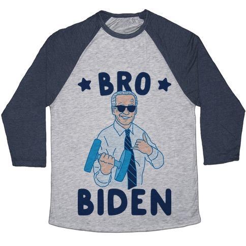 Virgin Teez  Baseball Tee Unisex Tri-Blend Baseball Tee / small / Athletic Gray / Navy BRO BIDEN UNISEX TRI-BLEND BASEBALL TEE