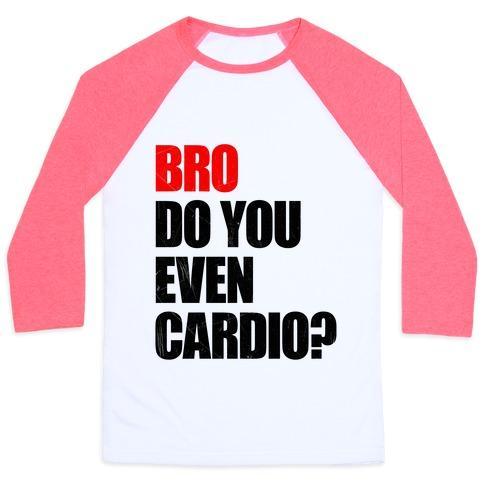Virgin Teez  Baseball Tee Unisex Classic Baseball Tee / x-small / White/Neon Pink BRO DO YOU EVEN CARDIO UNISEX CLASSIC BASEBALL TEE