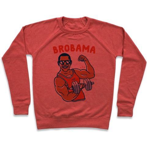 Virgin Teez  Pullover Crewneck Sweatshirt / x-small / Heathered Red BROBAMA CREWNECK SWEATSHIRT
