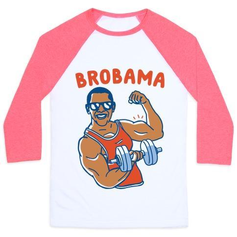 Virgin Teez  Baseball Tee Unisex Classic Baseball Tee / x-small / White/Neon Pink BROBAMA UNISEX CLASSIC BASEBALL TEE