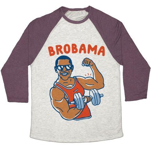 Virgin Teez  Baseball Tee Unisex Tri-Blend Baseball Tee / small / Oatmeal / Maroon BROBAMA UNISEX TRI-BLEND BASEBALL TEE