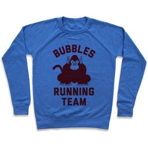 Virgin Teez  Pullover Crewneck Sweatshirt / x-small / Heathered Blue BUBBLES RUNNING TEAM CREWNECK SWEATSHIRT