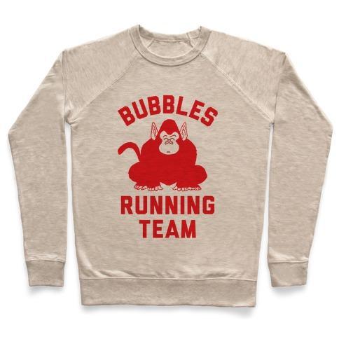 Virgin Teez  Pullover Crewneck Sweatshirt / x-small / Heathered Oatmeal BUBBLES RUNNING TEAM CREWNECK SWEATSHIRT
