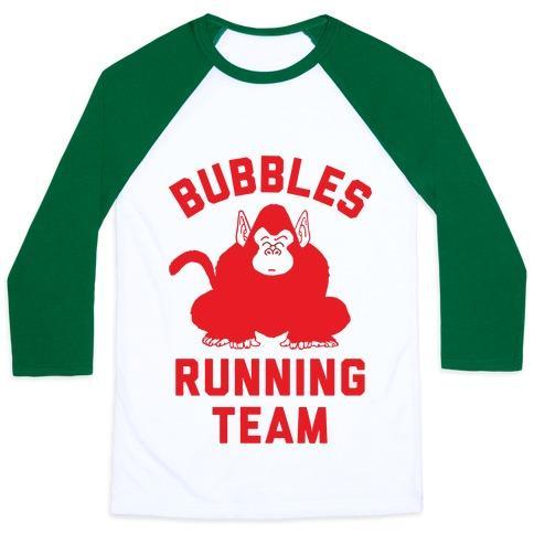 Virgin Teez  Baseball Tee Unisex Classic Baseball Tee / x-small / White/Dark Green BUBBLES RUNNING TEAM UNISEX CLASSIC BASEBALL TEE