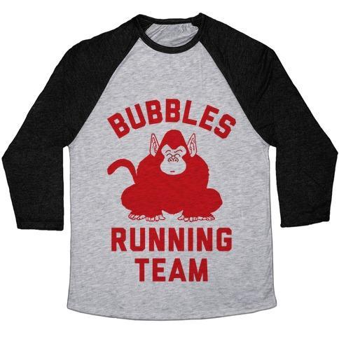 Virgin Teez  Baseball Tee Unisex Tri-Blend Baseball Tee / small / Athletic Gray / Black BUBBLES RUNNING TEAM UNISEX TRI-BLEND BASEBALL TEE