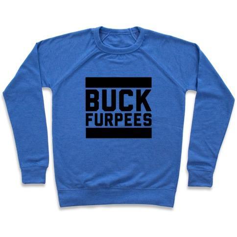 Virgin Teez  Pullover Crewneck Sweatshirt / x-small / Heathered Blue BUCK FURPEES CREWNECK SWEATSHIRT
