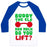Virgin Teez  Baseball Tee Unisex Classic Baseball Tee / x-small / White/Blue BUDDY THE ELF, HOW MUCH DO YOU LIFT? UNISEX CLASSIC BASEBALL TEE