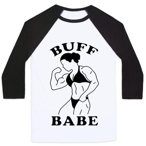 Virgin Teez  Baseball Tee Unisex Classic Baseball Tee / x-small / White/Black BUFF BABE UNISEX CLASSIC BASEBALL TEE