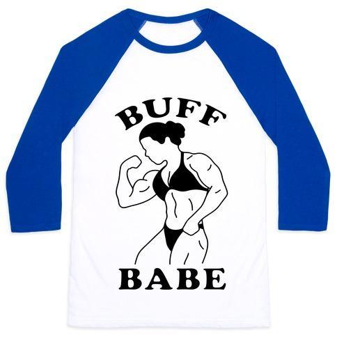 Virgin Teez  Baseball Tee Unisex Classic Baseball Tee / x-small / White/Blue BUFF BABE UNISEX CLASSIC BASEBALL TEE