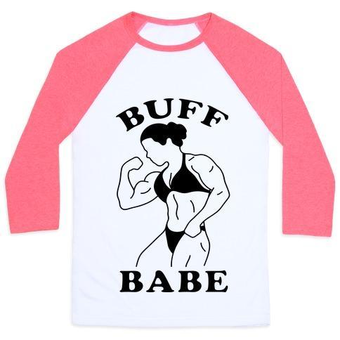 Virgin Teez  Baseball Tee Unisex Classic Baseball Tee / x-small / White/Neon Pink BUFF BABE UNISEX CLASSIC BASEBALL TEE