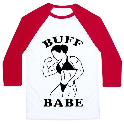 Virgin Teez  Baseball Tee Unisex Classic Baseball Tee / x-small / White/Red BUFF BABE UNISEX CLASSIC BASEBALL TEE