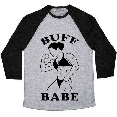Virgin Teez  Baseball Tee Unisex Tri-Blend Baseball Tee / small / Athletic Gray / Black BUFF BABE UNISEX TRI-BLEND BASEBALL TEE