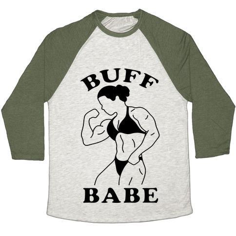 Virgin Teez  Baseball Tee Unisex Tri-Blend Baseball Tee / small / Oatmeal / Moss BUFF BABE UNISEX TRI-BLEND BASEBALL TEE