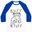 Virgin Teez  Baseball Tee Unisex Classic Baseball Tee / x-small / White/Blue BUFF 'N TUFF CAT UNISEX CLASSIC BASEBALL TEE