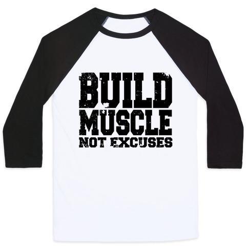 Virgin Teez  Baseball Tee Unisex Classic Baseball Tee / x-small / White/Black BUILD MUSCLE UNISEX CLASSIC BASEBALL TEE