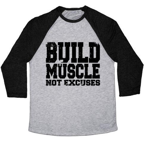 Virgin Teez  Baseball Tee Unisex Tri-Blend Baseball Tee / small / Athletic Gray / Black BUILD MUSCLE UNISEX TRI-BLEND BASEBALL TEE
