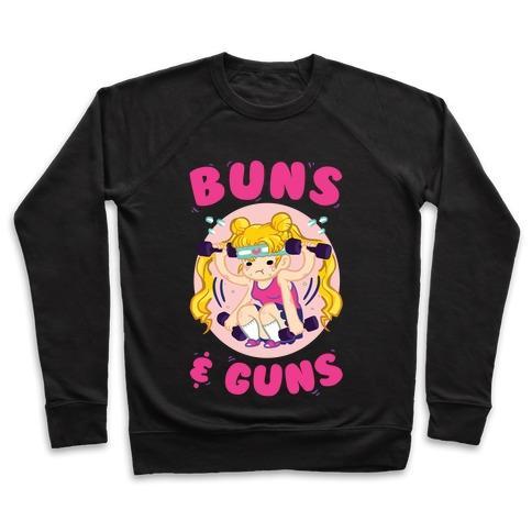 Virgin Teez  Pullover Crewneck Sweatshirt / x-small / Black BUNS & GUNS CREWNECK SWEATSHIRT