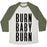 Virgin Teez  Baseball Tee Unisex Tri-Blend Baseball Tee / small / Oatmeal / Moss BURN BABY BURN UNISEX TRI-BLEND BASEBALL TEE