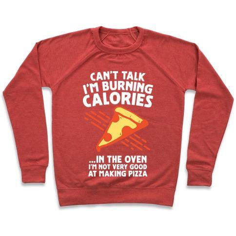 Virgin Teez  Pullover Crewneck Sweatshirt / x-small / Heathered Red BURNING CALORIES CREWNECK SWEATSHIRT