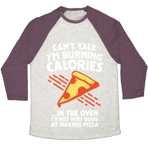 Virgin Teez  Baseball Tee Unisex Tri-Blend Baseball Tee / small / Oatmeal / Maroon BURNING CALORIES UNISEX TRI-BLEND BASEBALL TEE