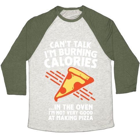 Virgin Teez  Baseball Tee Unisex Tri-Blend Baseball Tee / small / Oatmeal / Moss BURNING CALORIES UNISEX TRI-BLEND BASEBALL TEE