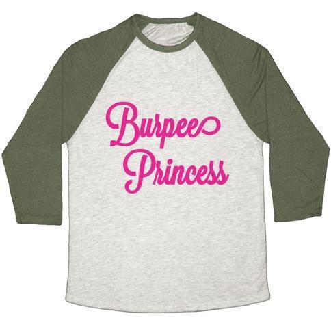 Virgin Teez  Baseball Tee Unisex Tri-Blend Baseball Tee / small / Oatmeal / Moss BURPEE PRINCESS UNISEX TRI-BLEND BASEBALL TEE