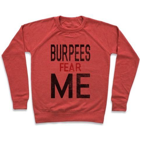 Virgin Teez  Pullover Crewneck Sweatshirt / x-small / Heathered Red BURPEES FEAR ME (TANK) CREWNECK SWEATSHIRT