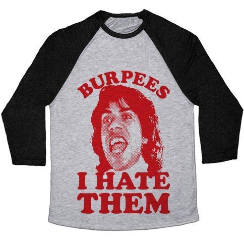 Virgin Teez  Baseball Tee Unisex Tri-Blend Baseball Tee / small / Athletic Gray / Black BURPEES I HATE THEM UNISEX TRI-BLEND BASEBALL TEE