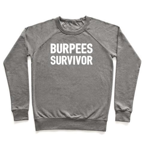 Virgin Teez  Pullover Crewneck Sweatshirt / x-small / Heathered Gray BURPEES SURVIVOR CREWNECK SWEATSHIRT