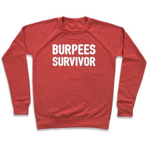 Virgin Teez  Pullover Crewneck Sweatshirt / x-small / Heathered Red BURPEES SURVIVOR CREWNECK SWEATSHIRT