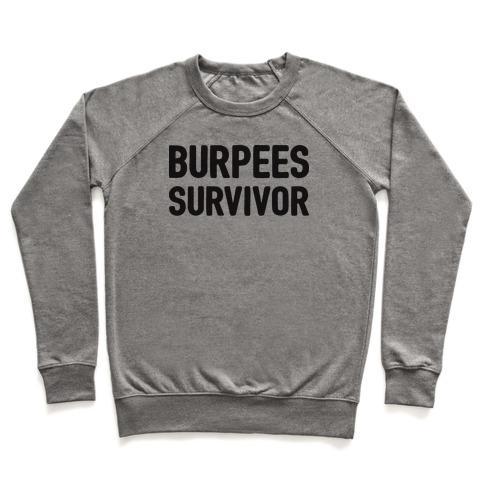 Virgin Teez  Pullover Crewneck Sweatshirt / x-small / Heathered Gray BURPEES SURVIVOR CREWNECK SWEATSHIRT