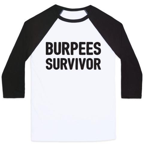 Virgin Teez  Baseball Tee Unisex Classic Baseball Tee / x-small / White/Black BURPEES SURVIVOR UNISEX CLASSIC BASEBALL TEE