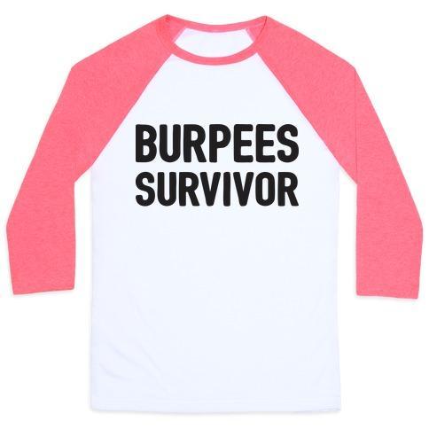 Virgin Teez  Baseball Tee Unisex Classic Baseball Tee / x-small / White/Neon Pink BURPEES SURVIVOR UNISEX CLASSIC BASEBALL TEE