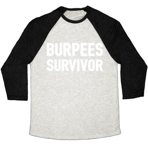 Virgin Teez  Baseball Tee Unisex Tri-Blend Baseball Tee / small / Oatmeal / Black BURPEES SURVIVOR UNISEX TRI-BLEND BASEBALL TEE